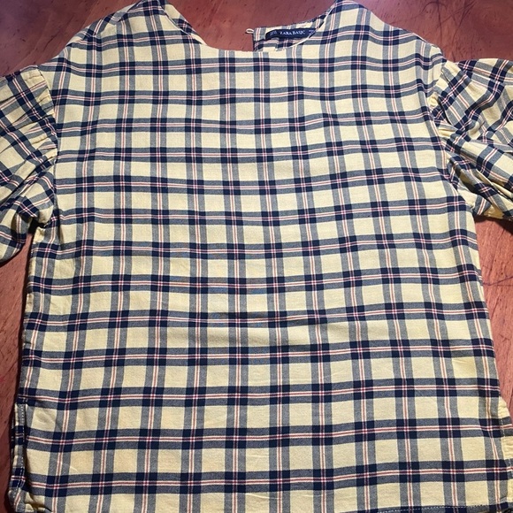Zara Yellow Plaid Shirt Women’s size Extra Small - Picture 3 of 7